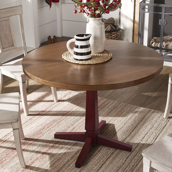 Anna Red Round Two-Tone Dining Table, image 3